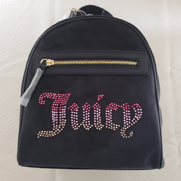 Juicy Couture Handbags - Juicy Couture Velour Black Liquorice Big Spender Mini Backpack NWT